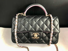 Load image into Gallery viewer, Chanel 23p black / pink two tone mini Lambskin, with gold hdw