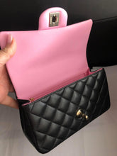 Load image into Gallery viewer, Chanel 23p black / pink two tone mini Lambskin, with gold hdw
