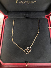 Load image into Gallery viewer, Cartier 18K rose gold double rings love pendant, half-paved diamond