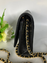Load image into Gallery viewer, Chanel microchip black caviar (WOC) wallet on chain, with gold hardware