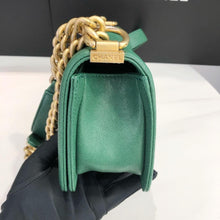 Load image into Gallery viewer, Chanel green small caviar boy, aged gold hdw