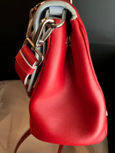 Load image into Gallery viewer, Dior leather Be Dior small red flap with light blue interior
