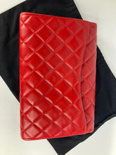 Load image into Gallery viewer, Chanel red lambskin clutch with chain, ruthenium hdw