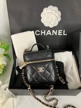 Load image into Gallery viewer, Chanel 22C black caviar mini vanity with light gold hdw.