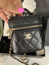 Load image into Gallery viewer, Chanel 22C black caviar mini vanity with light gold hdw.