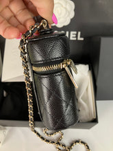 Load image into Gallery viewer, Chanel 22C black caviar mini vanity with light gold hdw.