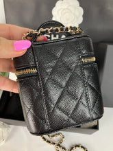 Load image into Gallery viewer, Chanel 22C black caviar mini vanity with light gold hdw.