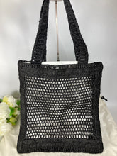 Load image into Gallery viewer, Chloe black summer banana tote bag in raffia