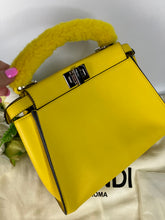 Load image into Gallery viewer, Fendi mini yellow peekaboo, silver hdw