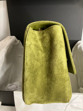 Load image into Gallery viewer, Rare Chanel Maxi Suede green flap, with light gold hdw. (32cm)