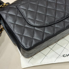 Load image into Gallery viewer, Chanel black caviar medium classic flap, gold hdw microchip