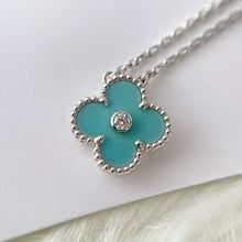 Load image into Gallery viewer, Van Cleef & Arpels 2022 light green celadon porcelain vintage Alhambra diamond holiday pendant necklace (VCA)