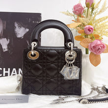 Load image into Gallery viewer, Lady Dior Black mini cannage lambskin with silver hdw