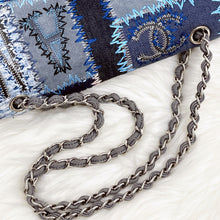 Load image into Gallery viewer, Chanel denim patchwork bag medium with silver hdw