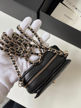Load image into Gallery viewer, Chanel mini black heart bag (clutch with chain), light gold hdw