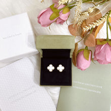 Load image into Gallery viewer, Van Cleef & (VCA) white mother of pearl 18k gold vintage Alhambra earrings