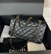 Load image into Gallery viewer, Chanel small black caviar classic flap, gold hdw chip
