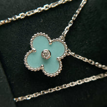 Load image into Gallery viewer, Van Cleef & Arpels 2022 light green celadon porcelain vintage Alhambra diamond holiday pendant necklace (VCA)