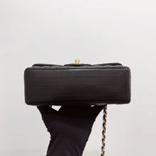 Load image into Gallery viewer, Chanel black mini calfskin chevron, with gold hdw