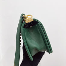 Load image into Gallery viewer, Chanel green small caviar boy, aged gold hdw