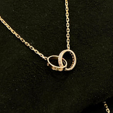 Load image into Gallery viewer, Cartier 18K rose gold double rings love pendant, half-paved diamond