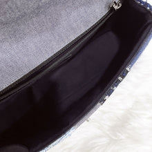 Load image into Gallery viewer, Chanel denim patchwork bag medium with silver hdw