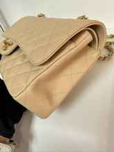 Load image into Gallery viewer, Chanel beige caviar medium classic flap, gold hdw