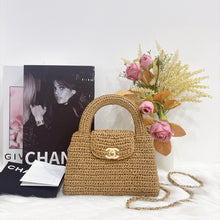 Load image into Gallery viewer, Chanel 26C Raffia Large Kelly, with gold hdw