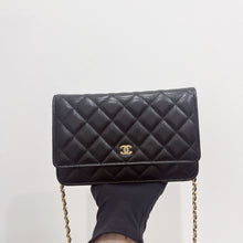 Load image into Gallery viewer, Chanel microchip black caviar WOC, wallet on chain, with gold hardware