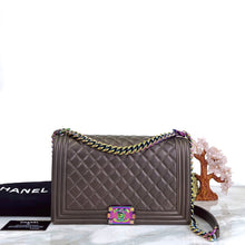 Load image into Gallery viewer, Chanel new medium brown iridescent boy bag, rainbow hdw
