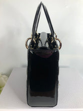 Load image into Gallery viewer, Lady Dior small black patent leather with gold hdw
