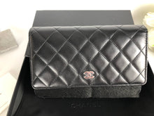 Load image into Gallery viewer, Chanel 28 series black lambskin woc, wallet on chain silver hdw
