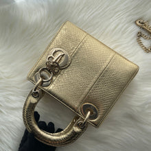 Load image into Gallery viewer, Lady Dior gold snakeskin mini, gold hdw
