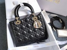 Load image into Gallery viewer, Lady Dior black medium with gold hdw
