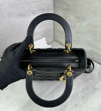 Load image into Gallery viewer, Lady Dior medium black Cannage lambskin with gold hdw
