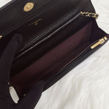 Load image into Gallery viewer, Chanel microchip black caviar WOC, wallet on chain, with gold hardware
