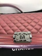 Load image into Gallery viewer, Chanel old medium pink patent boy bag, ruthenium hdw
