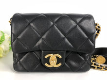 Load image into Gallery viewer, Chanel Black caviar coins mini with aged gold hdw
