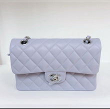 Load image into Gallery viewer, Chanel 21k purple lilac small classic flap caviar, silver hardware
