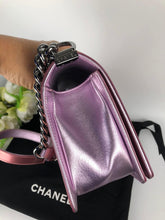 Load image into Gallery viewer, Chanel old medium pink patent boy bag, ruthenium hdw
