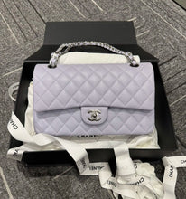 Load image into Gallery viewer, Chanel 21k purple lilac classic flap caviar, silver hdw
