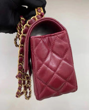 Load image into Gallery viewer, Chanel burgundy red mini 20cm with top handle, gold hdw
