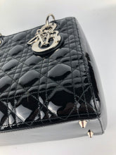 Load image into Gallery viewer, Lady Dior medium black patent leather, silver hdw
