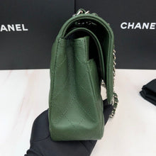 Load image into Gallery viewer, Chanel 25 series green medium caviar, silver hdw
