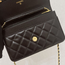 Load image into Gallery viewer, Chanel microchip black caviar WOC, wallet on chain, with gold hardware
