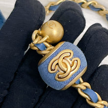 Load image into Gallery viewer, Chanel pearl crush denim wallet on chain (WOC), gold hdw
