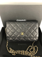 Load image into Gallery viewer, Chanel black caviar woc, wallet on chain with gold hdw 29 series
