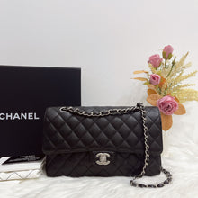 Load image into Gallery viewer, Chanel black caviar medium classic flap, silver hdw, 30 series
