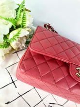 Load image into Gallery viewer, Chanel 23 series dark pink edge stitched caviar medium classic, gold hdw
