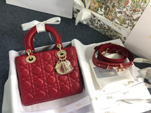 Load image into Gallery viewer, Lady Dior small red Cannage lambskin, with gold hdw
